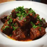 Cube de bœuf à la mijoteuse prêt à servir