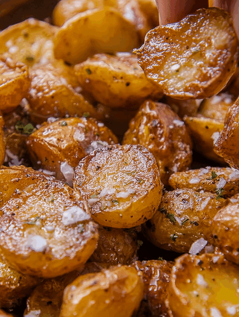 Pommes de terre grenailles dorées servies chaudes après cuisson à l’airfryer
