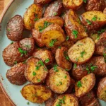 Assiette de pommes de terre grenailles croustillantes à l’airfryer