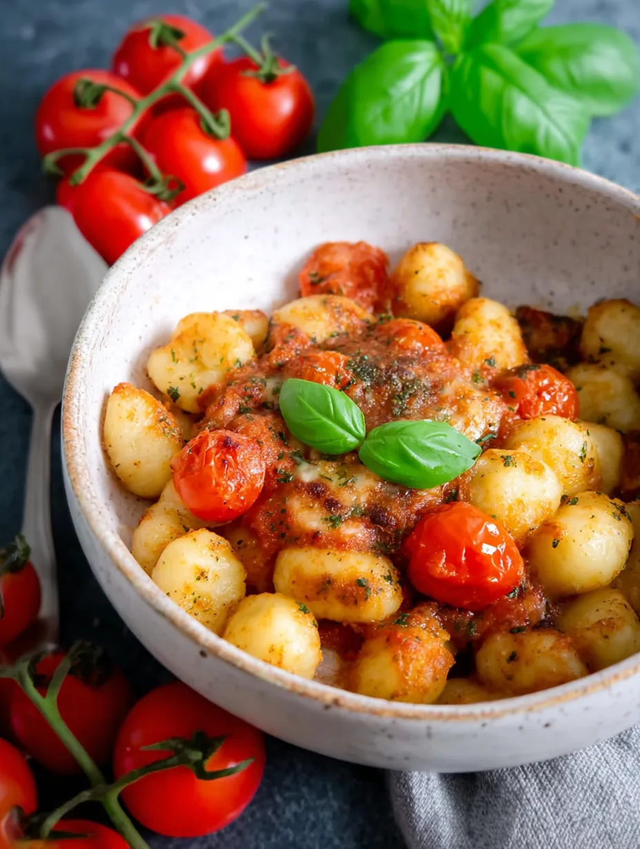 Gratin de gnocchis à la tomate et à la mozzarella