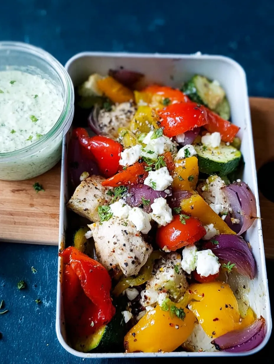 Poulet à la grecque et légumes sur plaque