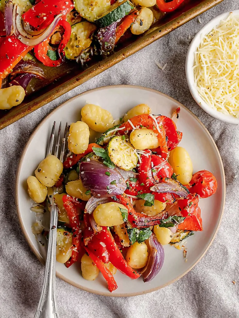 Gnocchis au four avec courgettes, tomates et poivrons