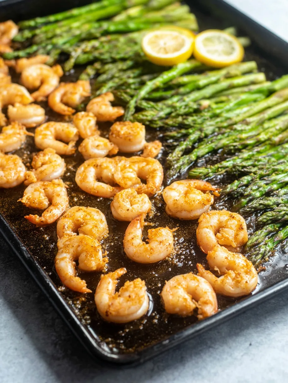 Crevettes et asperges au four