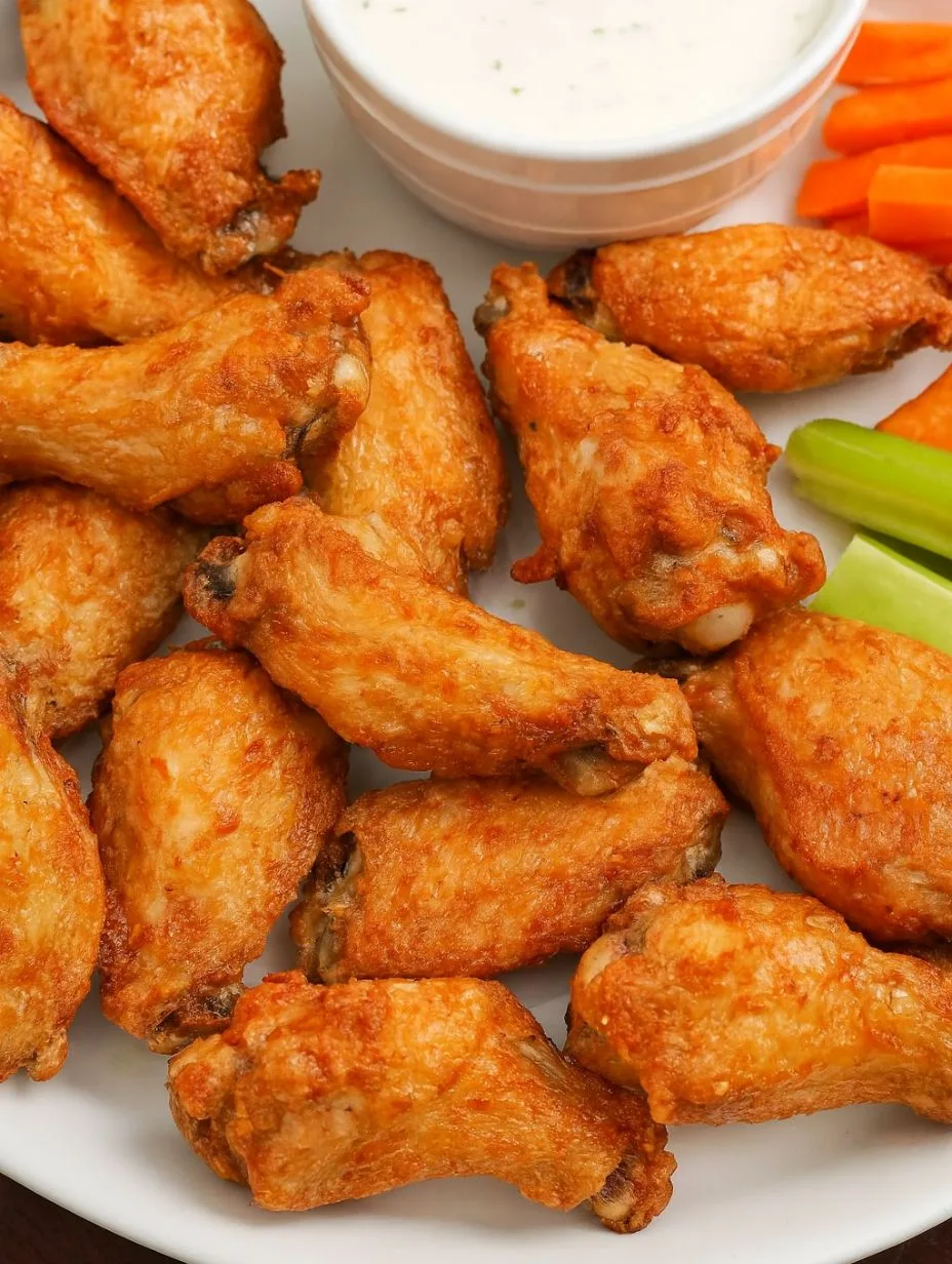 Ailes de poulet à la friteuse sans huile servies avec sauce blanche