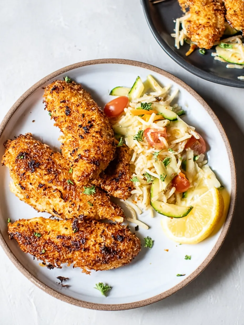 aiguillette de poulet au airfryer servie avec salade croquante et citron