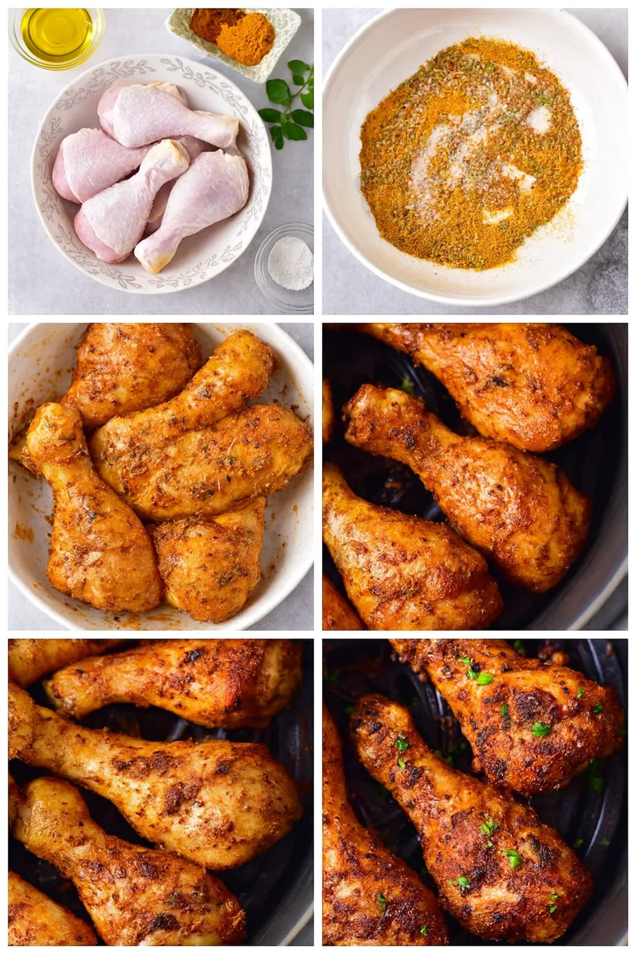 étapes de préparation des cuisses de poulet au airfryer