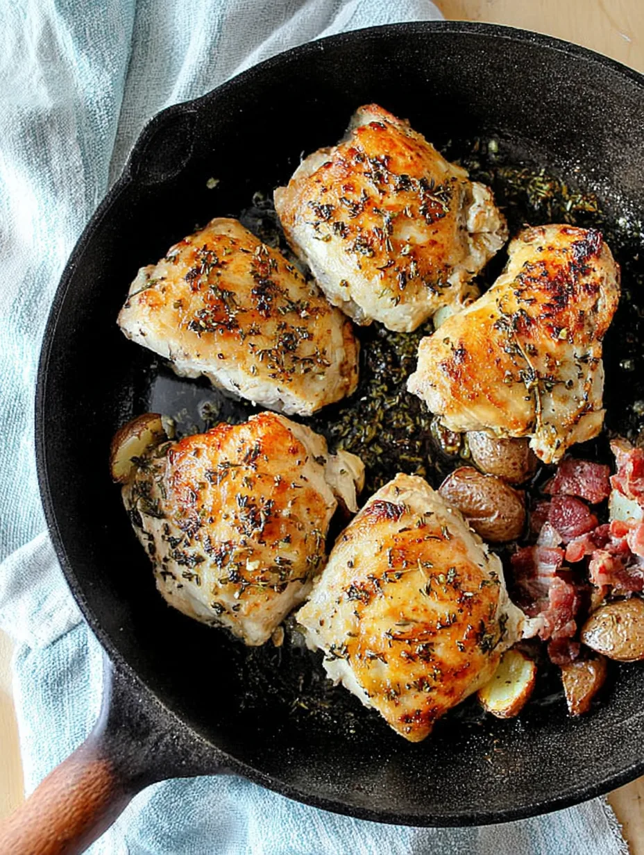 Pommes de terre rôties ail & fines herbes + poulet grillé – complet & rapide