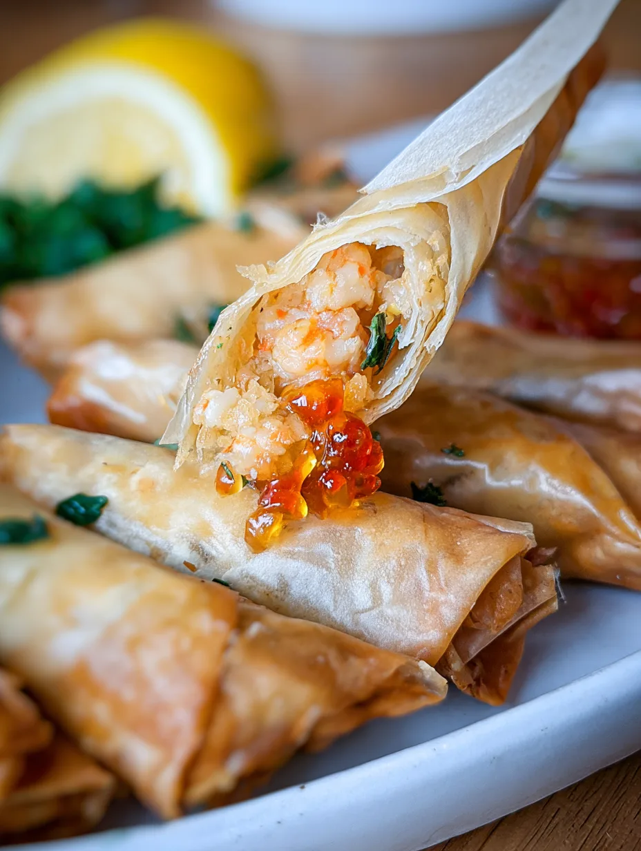 Cigares croustillants aux crevettes en pâte filo (Birouat)