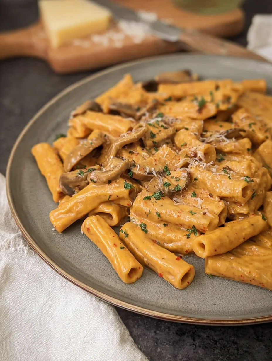 Pâtes crémeuses au paprika & champignons