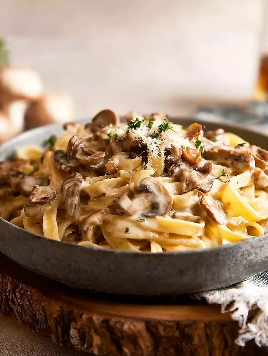 Pâtes crémeuses aux champignons