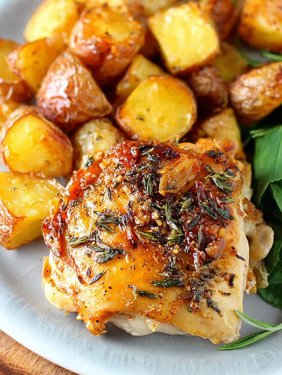Pommes de terre rôties ail & fines herbes + poulet grillé – complet & rapide