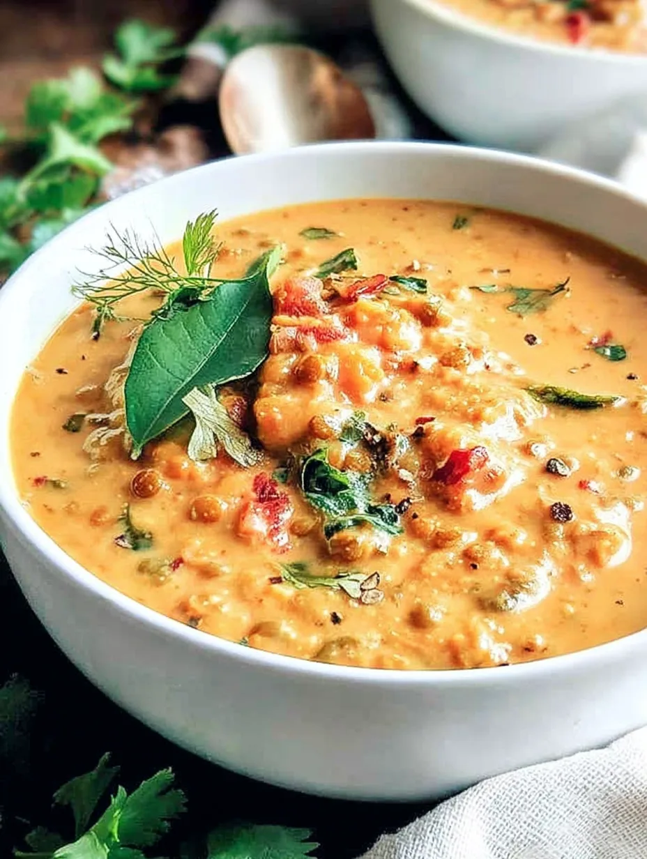 Soupe de lentilles corail au lait de coco