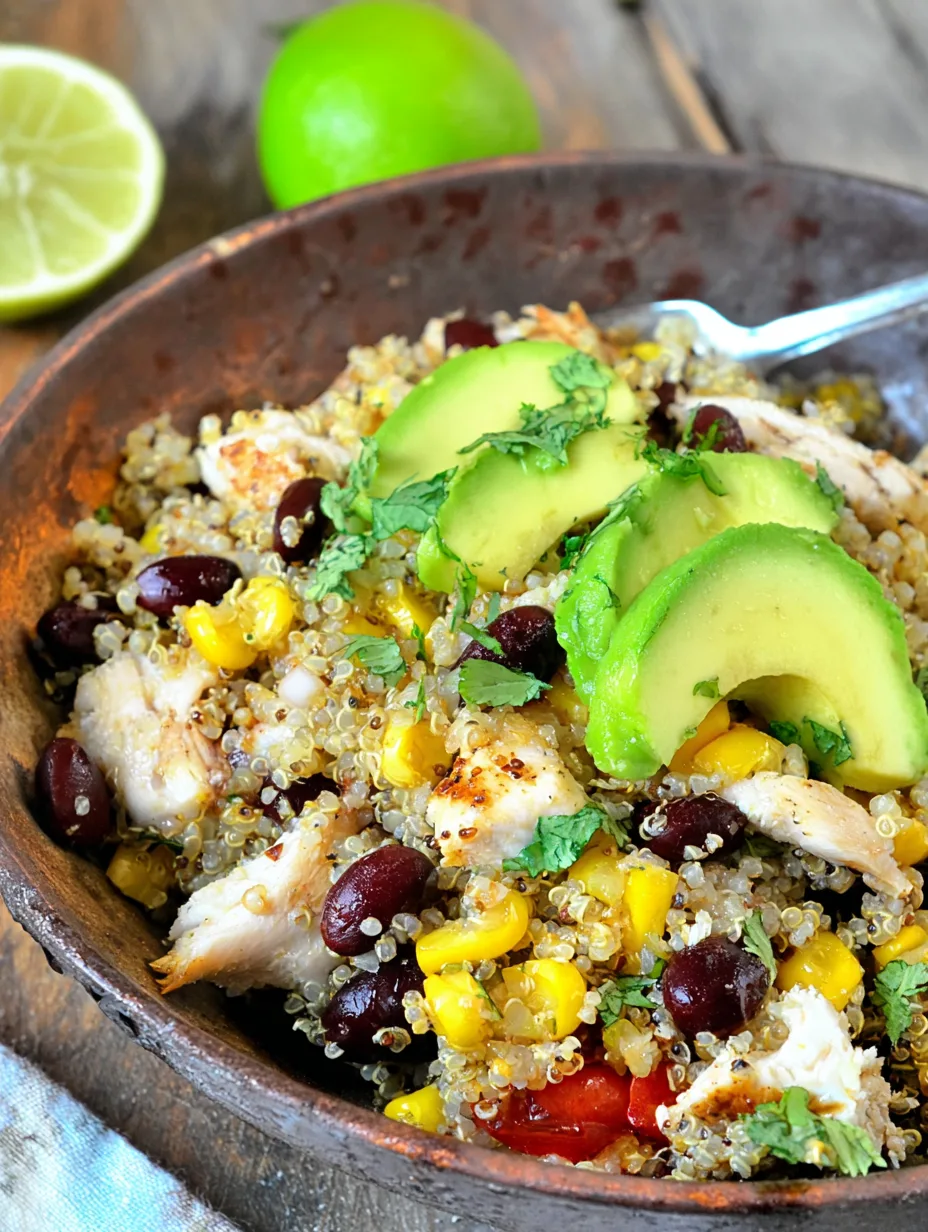 Salade de quinoa, avocat et poulet grillé