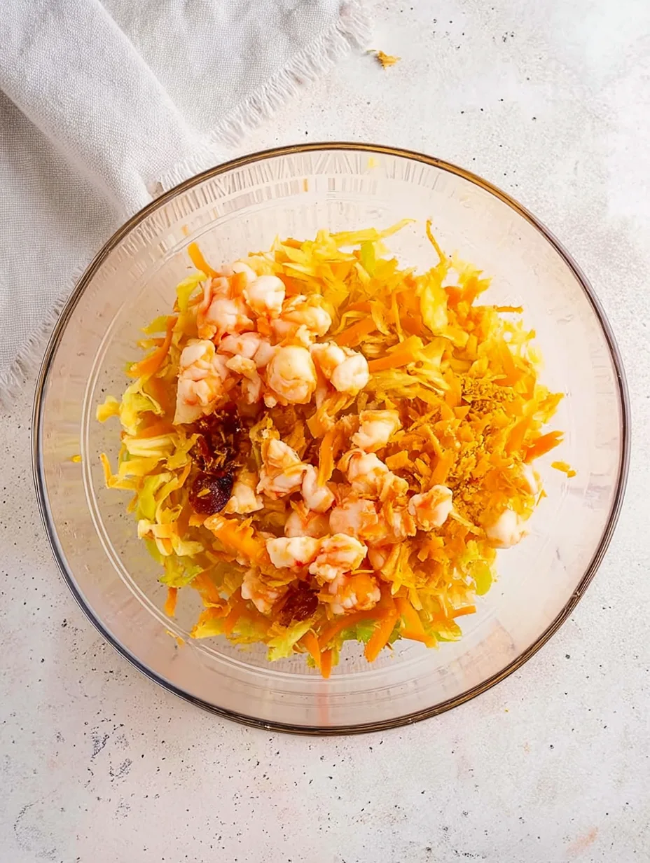 Rouleaux d’œufs croustillants aux crevettes et chou