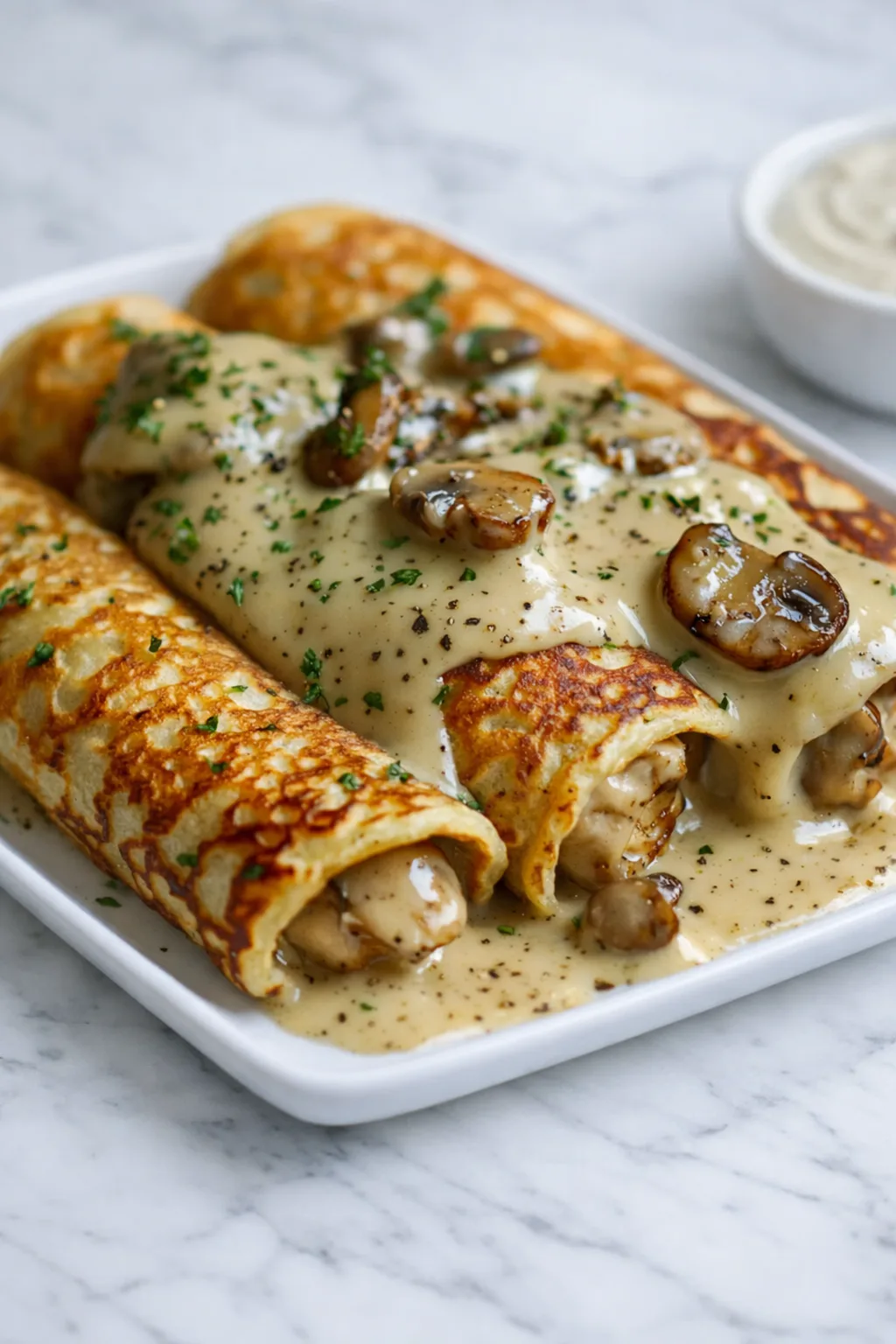 Crêpes Roulées au Poulet et Béchamel