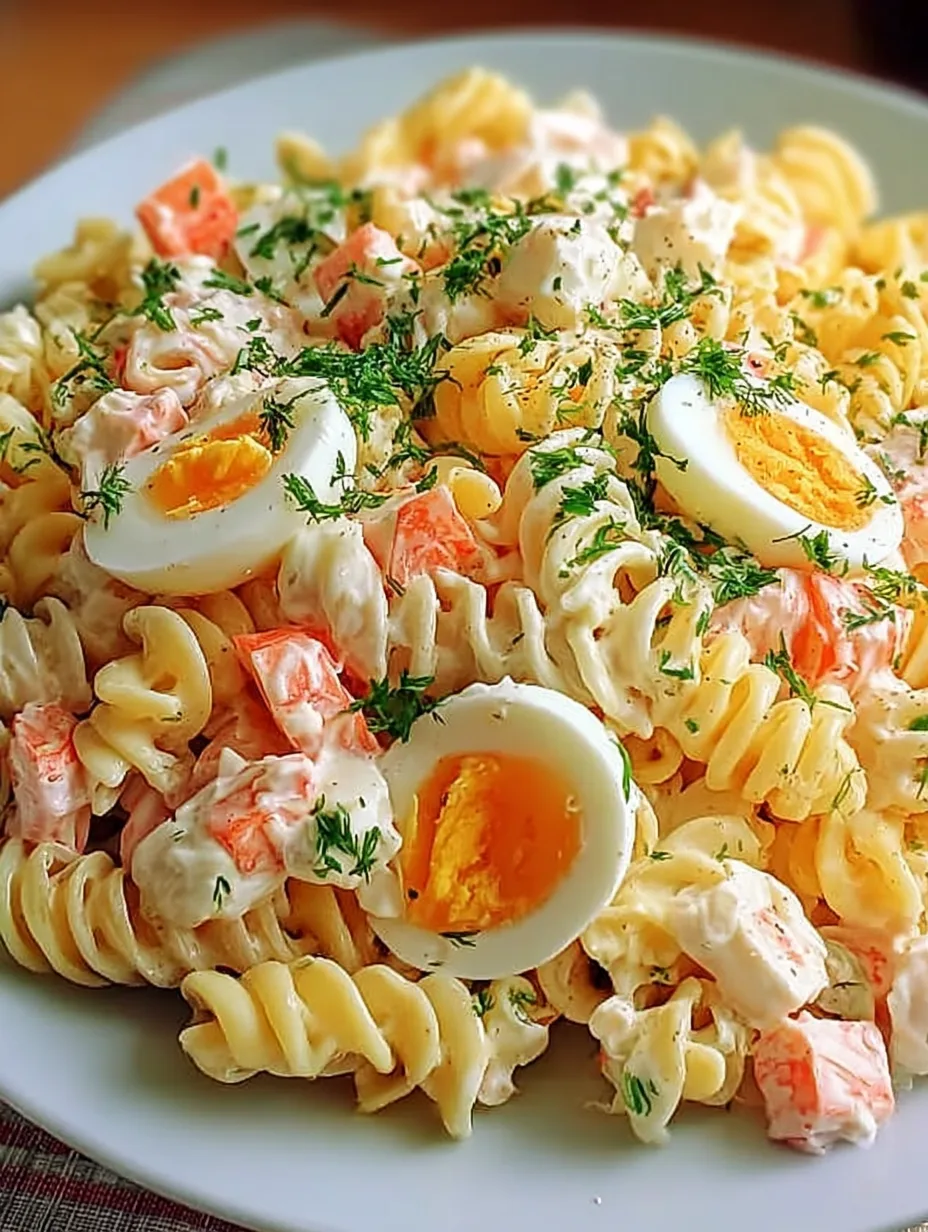 La meilleure salade de pâtes au surimi et œufs durs