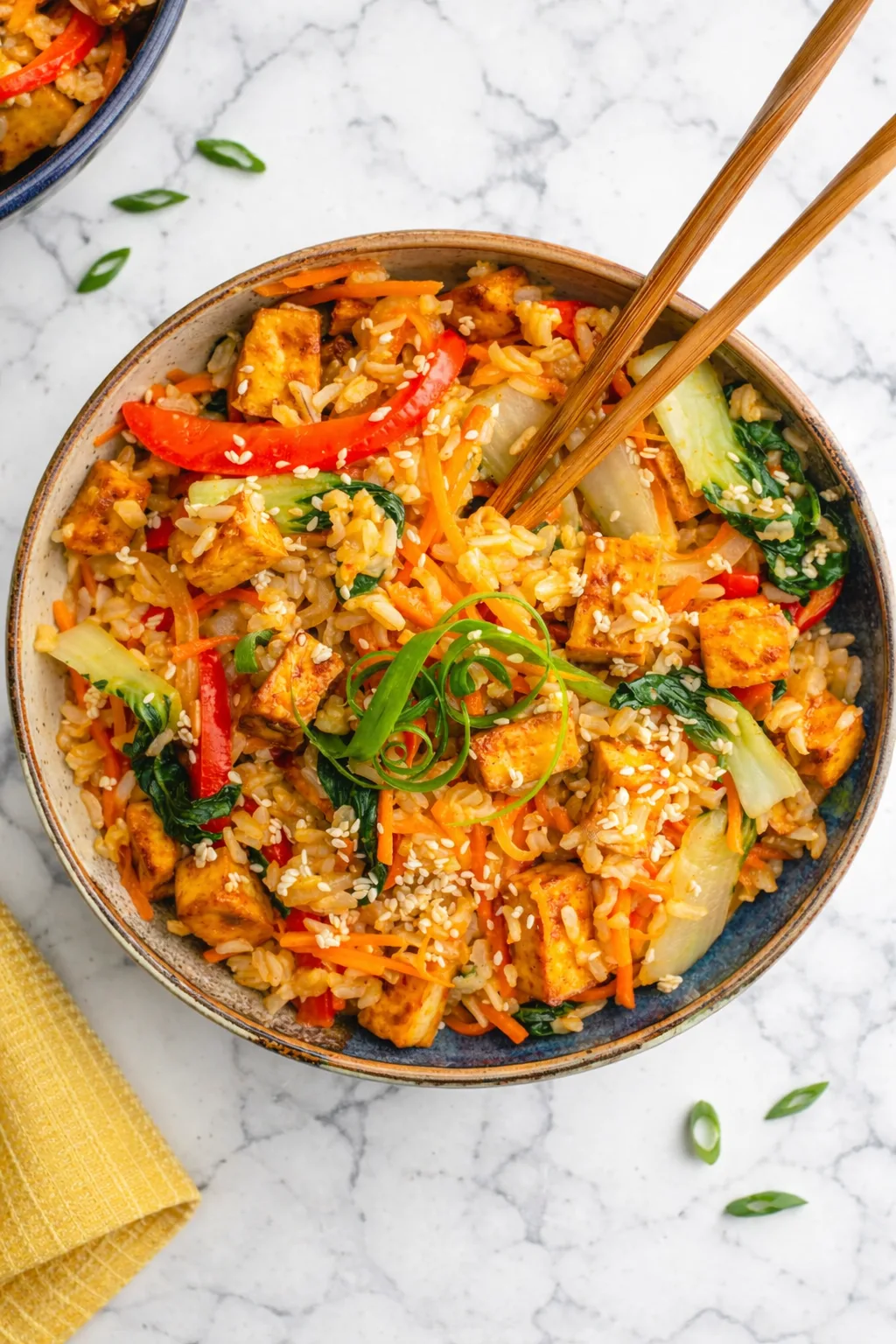 Poêlée de légumes healthy au tofu croustillant