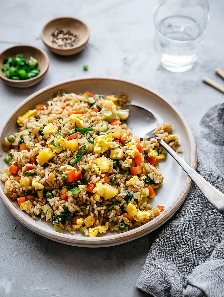Riz sauté healthy aux légumes et œufs