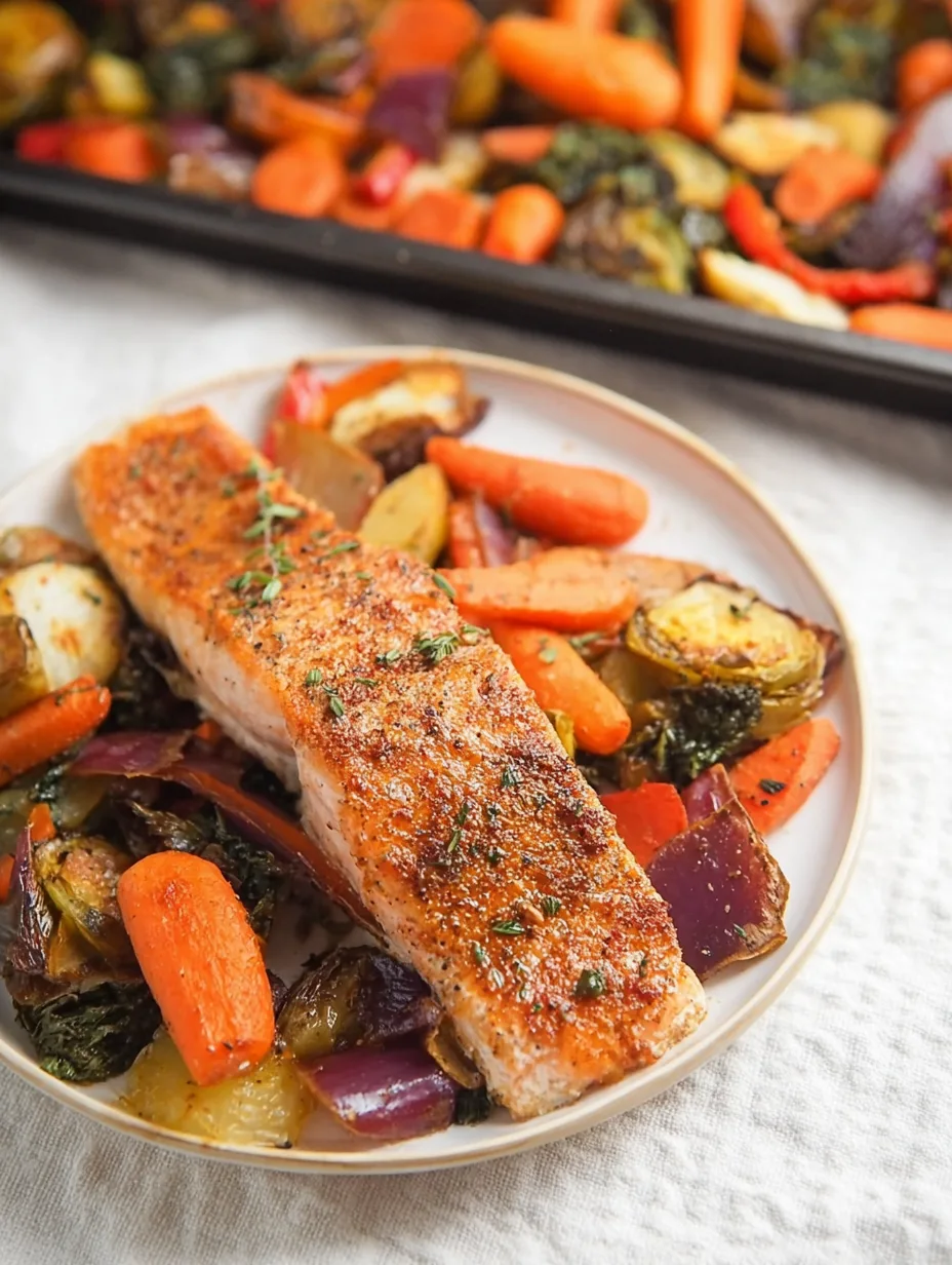 Saumon au four et légumes d’hiver rôtis