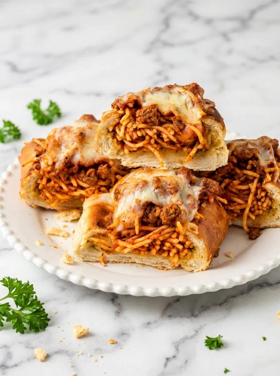 Bols de spaghetti au pain à l’ail faciles