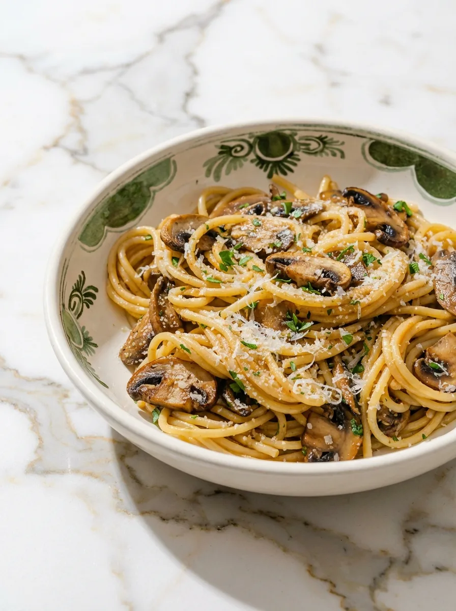 Carbonara végétarienne crémeuse aux champignons