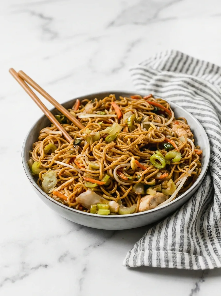 Chow Mein au poulet – Nouilles asiatiques fraîches et saines