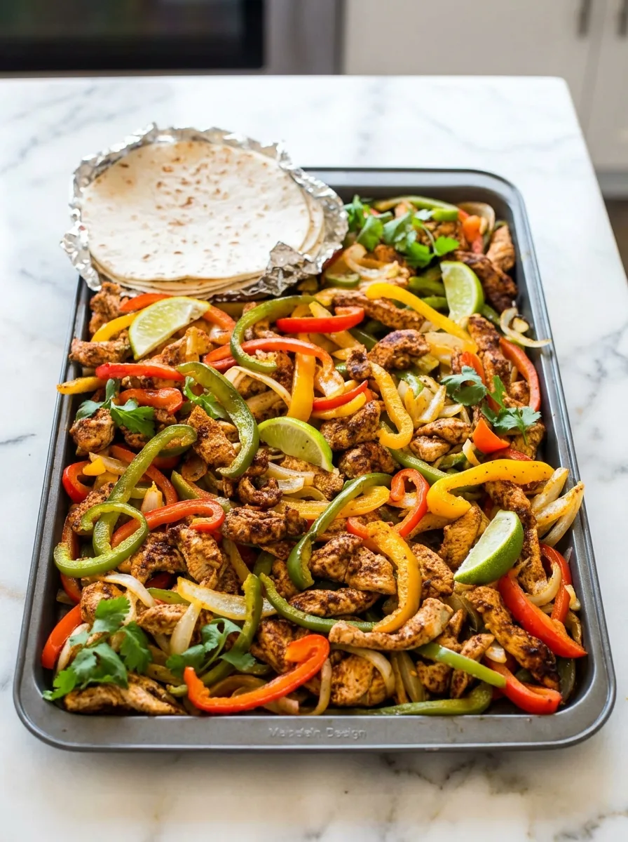 Fajitas de poulet au four sur plaque
