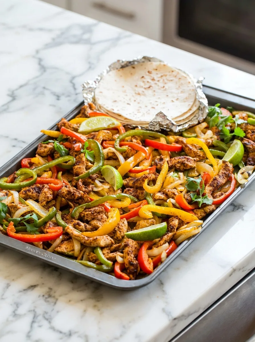 Fajitas de poulet sur plaque au four