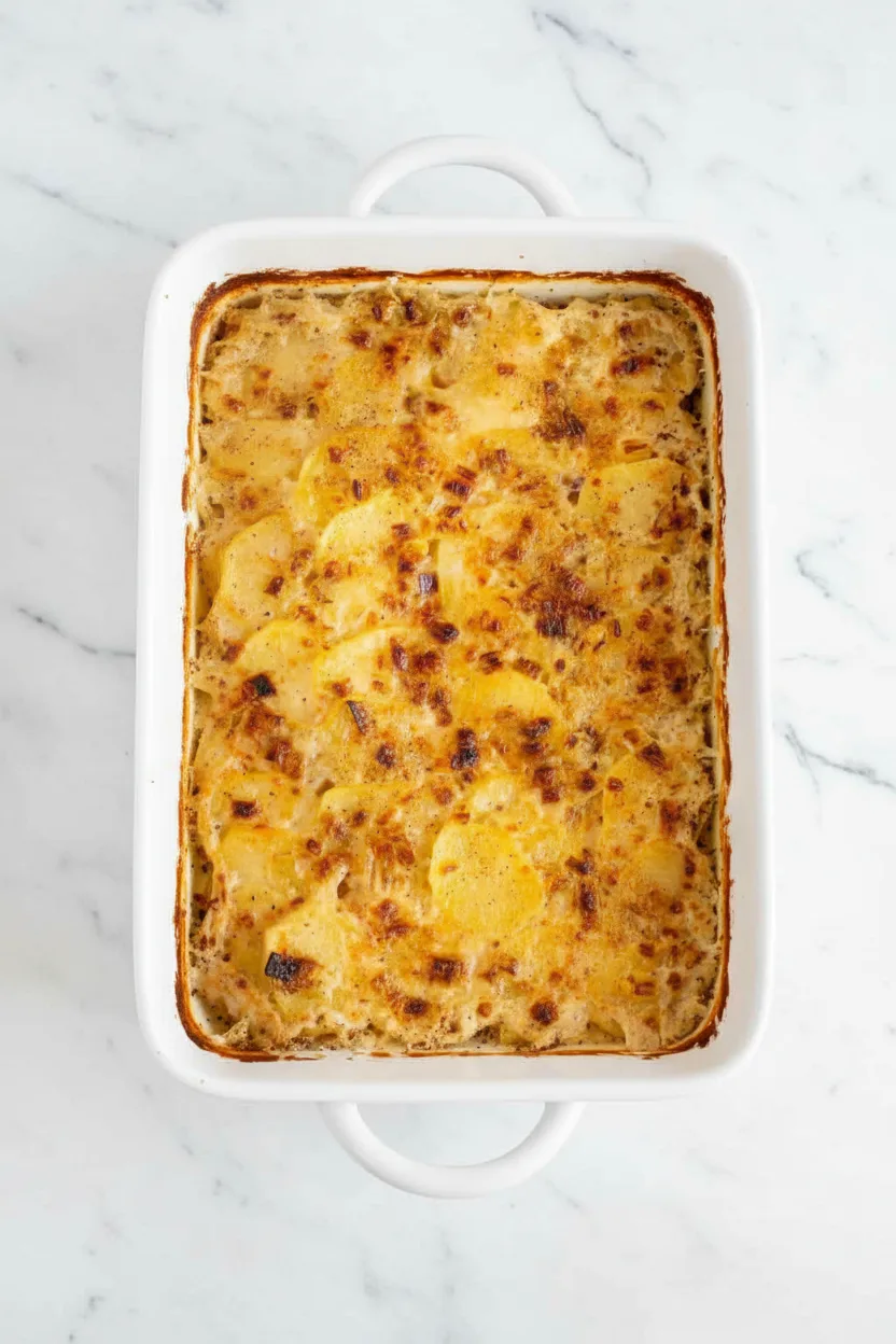 Gratin de pommes de terre et poireaux à la crème