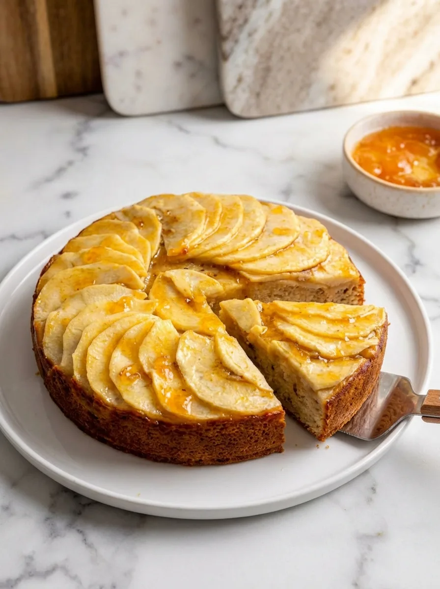 Gâteau léger yaourt–pommes caramélisées