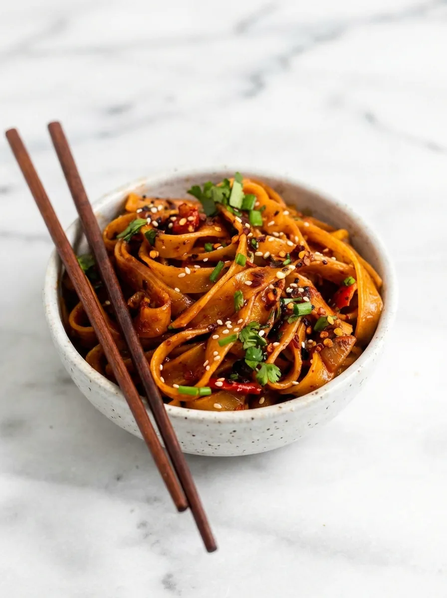 Nouilles à l'huile pimentée à l'ail - Dîner facile et épicé