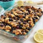 Pain perdu citron et myrtilles préparé la veille