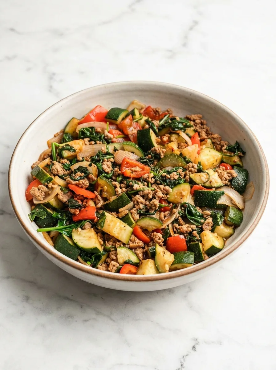 Poêlée de dinde hachée et de courgettes