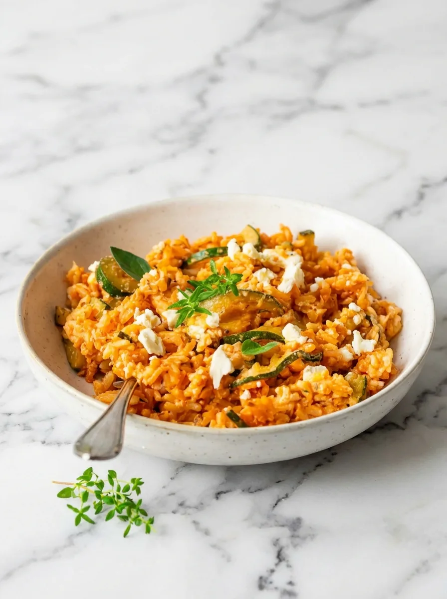 Poêlée de riz aux courgettes et à la feta