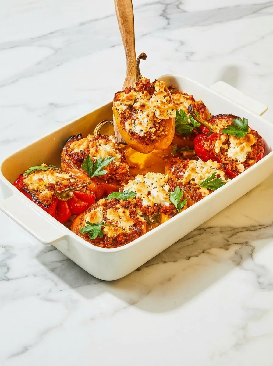 Poivrons farcis au riz et à la feta