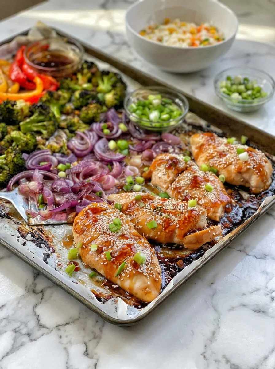 Poulet et légumes teriyaki au four (healthy, tout en une plaque)