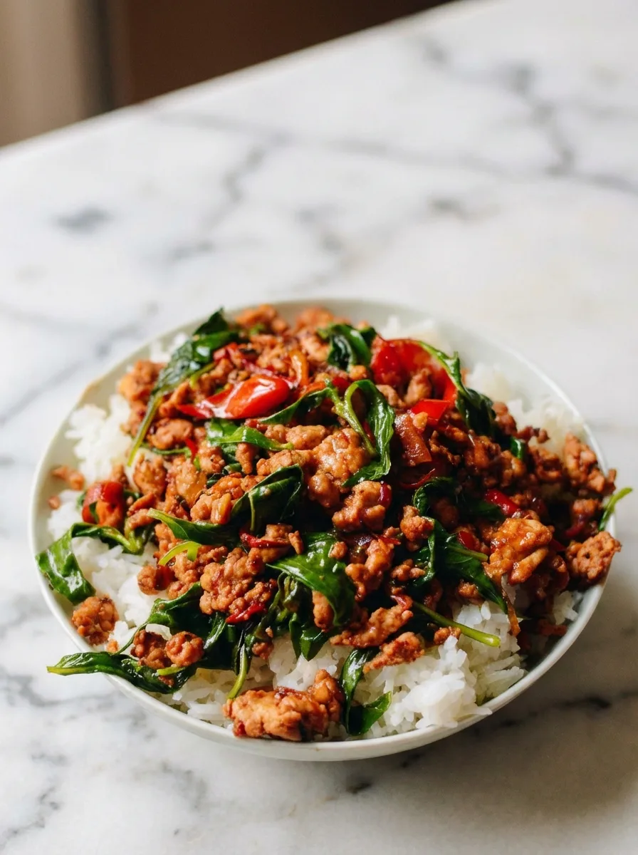 Poulet thaï au basilic rapide – Repas épicé en 20 minutes