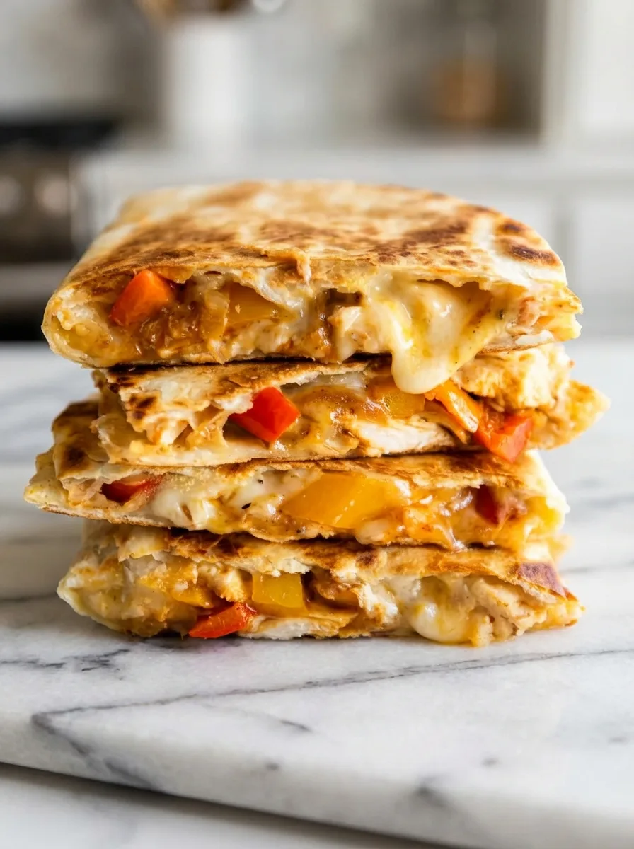 Quesadillas fondantes au poulet épicé