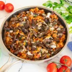 Riz au steak et sauce queso