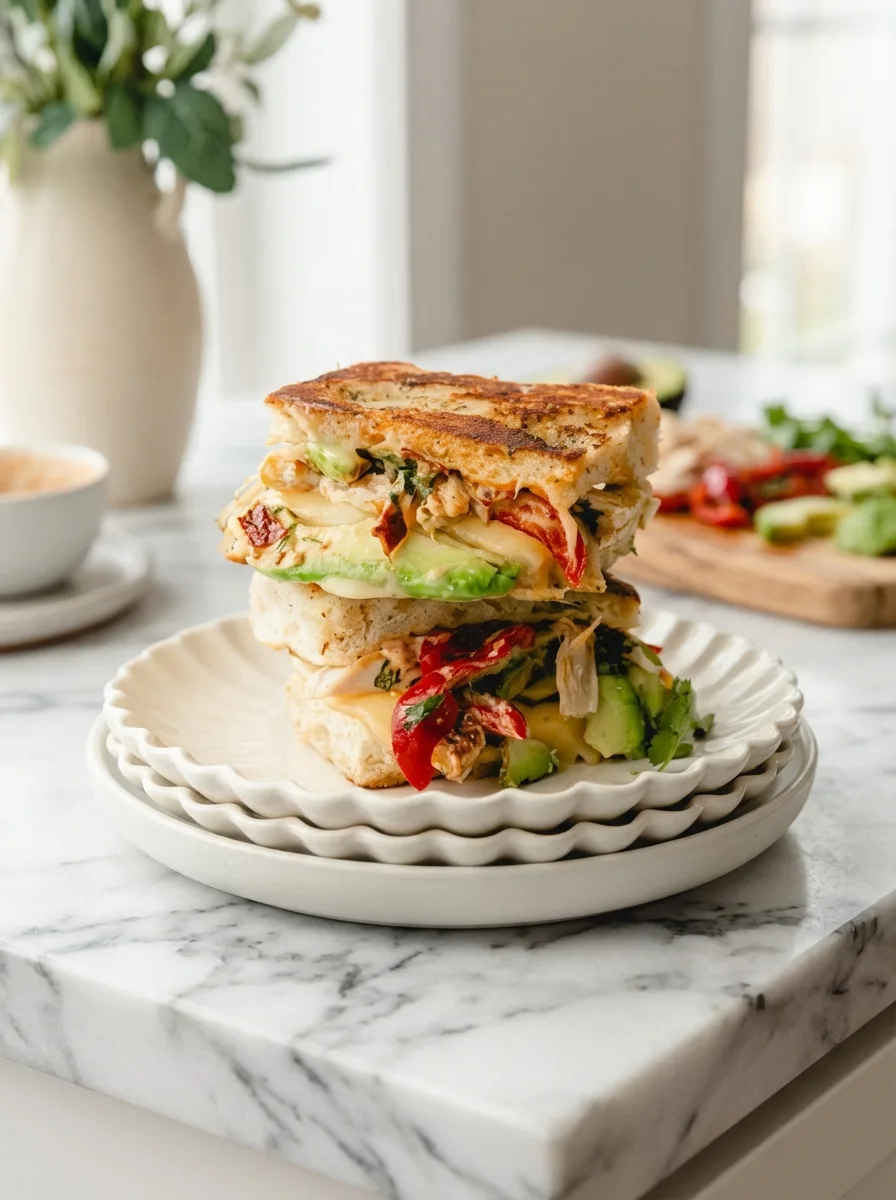 Sandwich chaud au poulet et à l’avocat