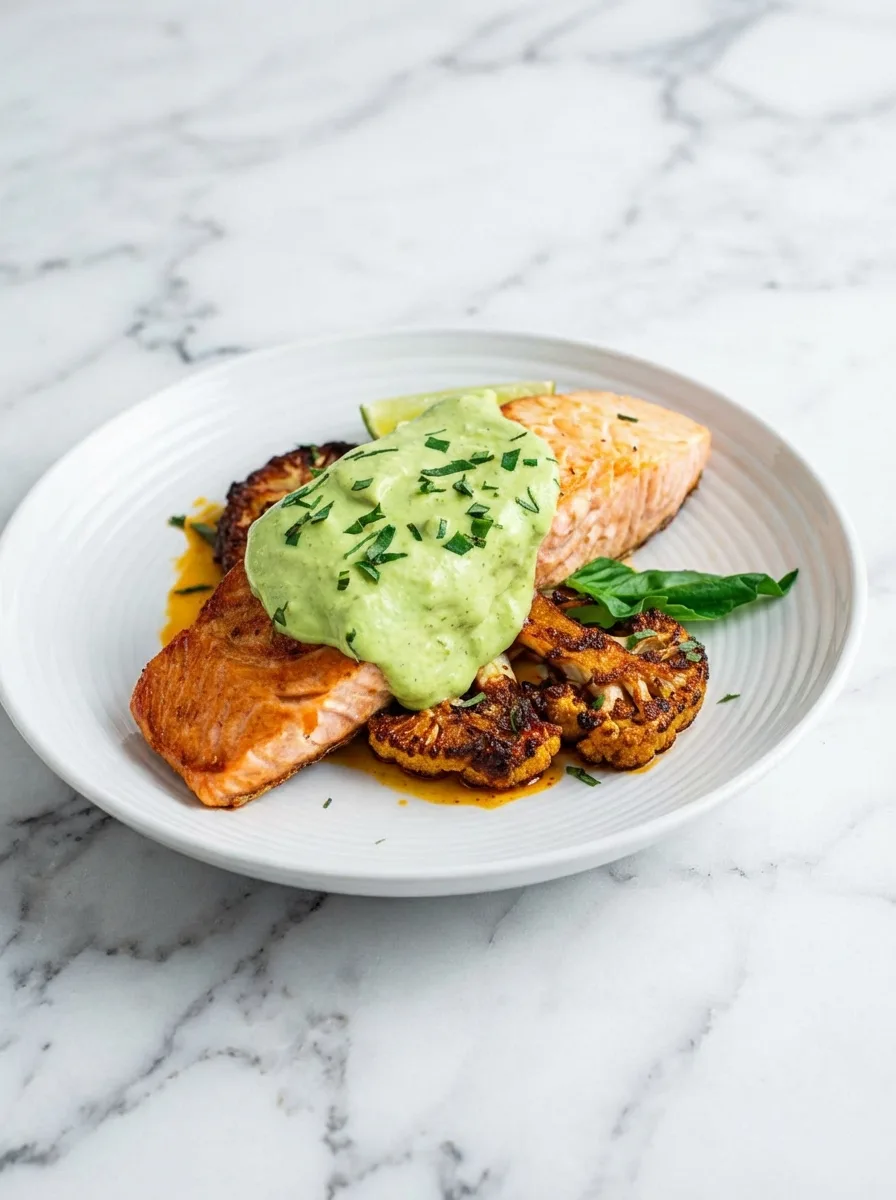 Saumon avec sauce crémeuse à l’avocat