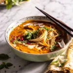 Soupe de nouilles au curry rouge thaï épicé – Dîner sain