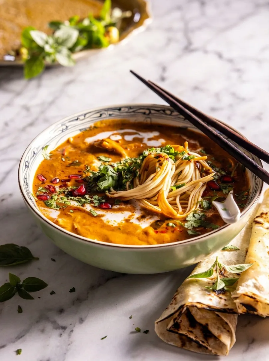 Soupe de nouilles au curry rouge thaï épicé – Dîner sain