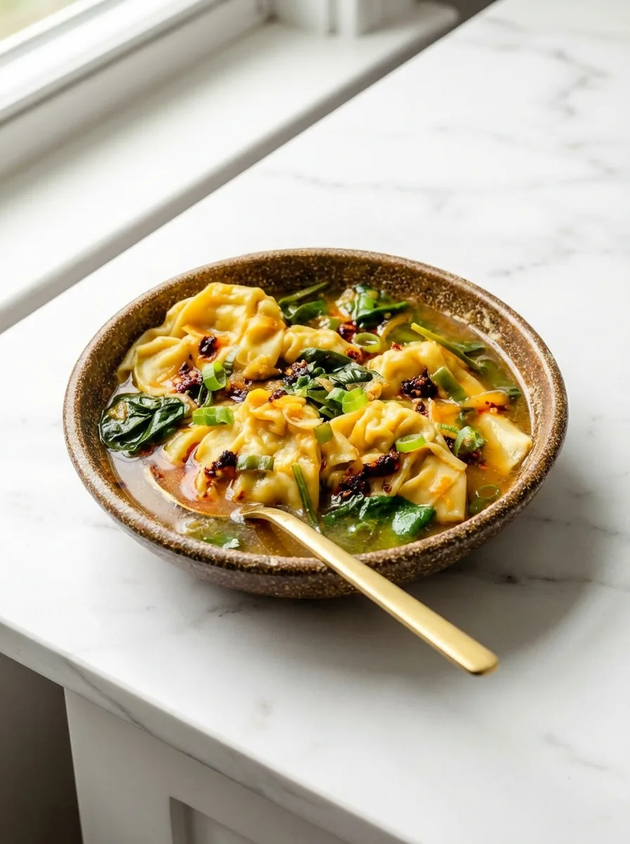 Soupe de wontons facile – Dîner rapide en une seule casserole