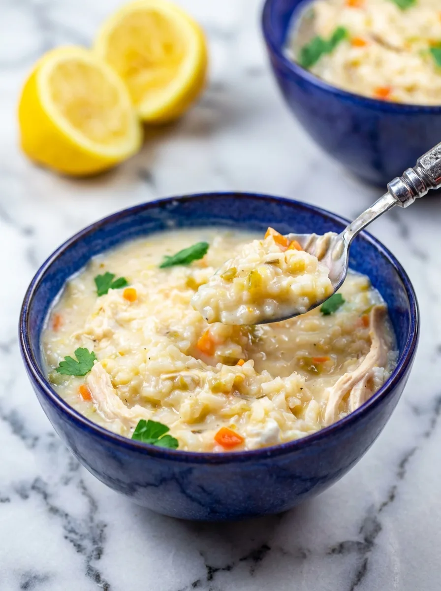 Soupe grecque au poulet et au citron