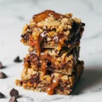 Barres de cookies à l’avoine aux pépites de chocolat et caramel au beurre salé