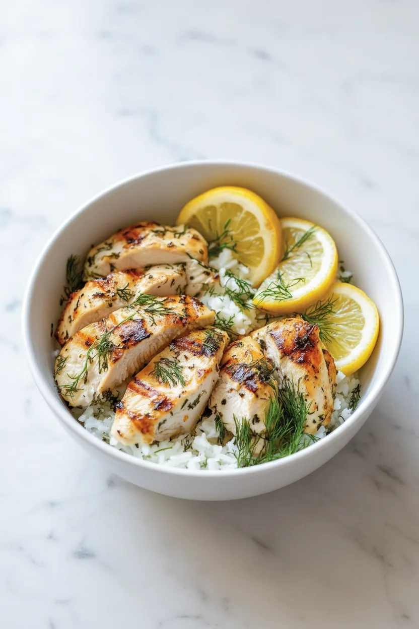 Bols de poulet méditerranéen au citron et à l’aneth