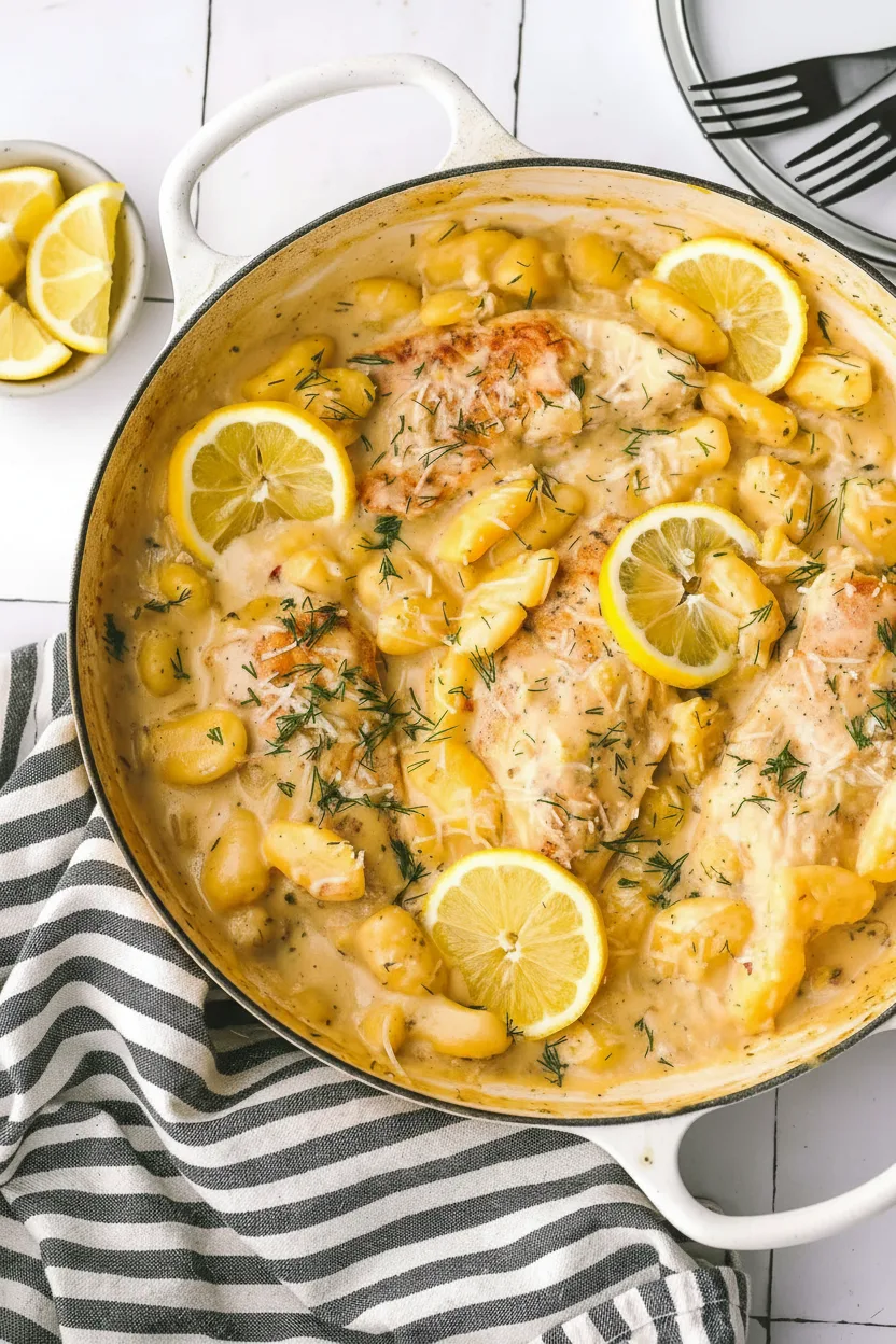 Gnocchis au poulet et au citron, tout-en-un