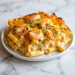 Gratin de pâtes aux crevettes façon scampi