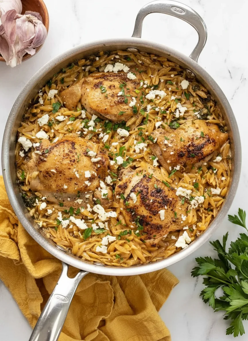 Poêlée d’orzo au poulet citron-poivre